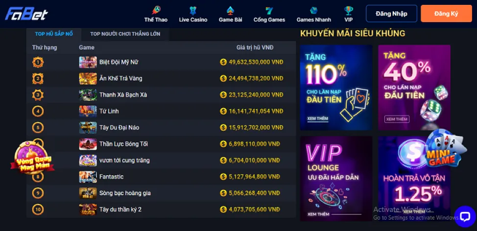 Sự kiện đặc biệt vswin code
